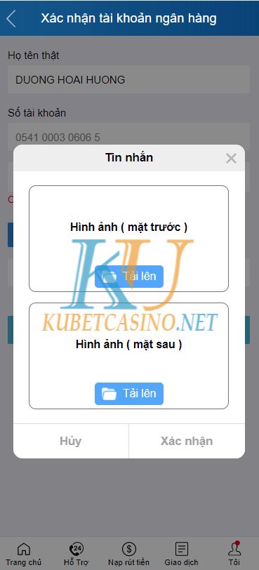 Tải giấy tờ tùy thân lên